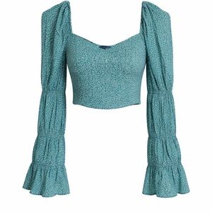 Francesca’s Blue Rain Teal Dotted Blouse NWT SIZE MEDIUM